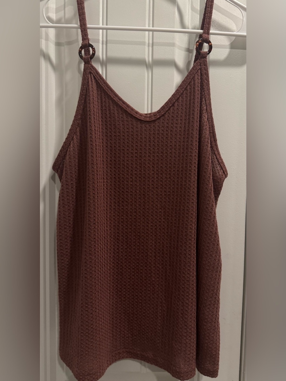SHEIN Mauve-Brown Waffle Knit Spaghetti Strap Cami